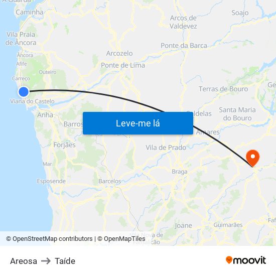 Areosa to Taíde map