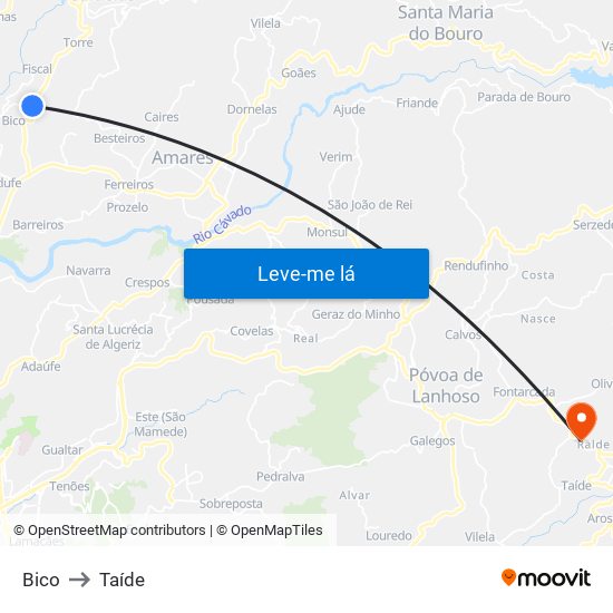 Bico to Taíde map