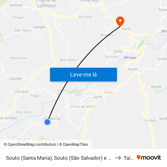 Souto (Santa Maria), Souto (São Salvador) e Gondomar to Taíde map