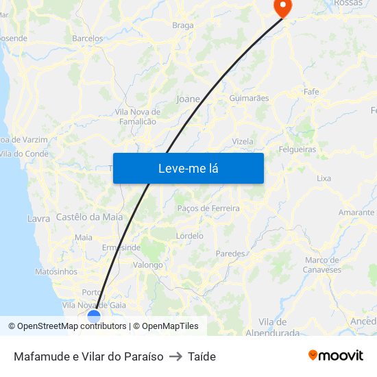 Mafamude e Vilar do Paraíso to Taíde map
