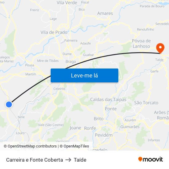 Carreira e Fonte Coberta to Taíde map