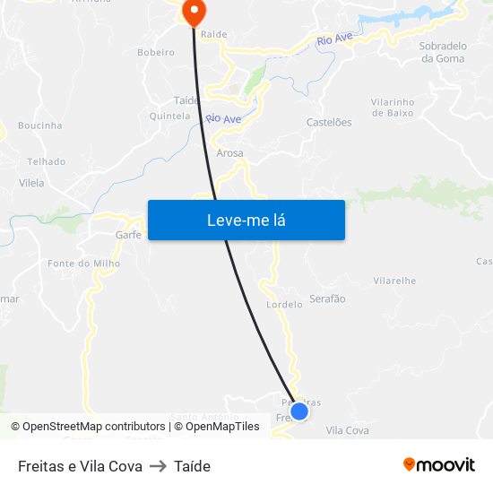 Freitas e Vila Cova to Taíde map