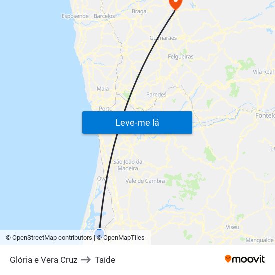 Glória e Vera Cruz to Taíde map