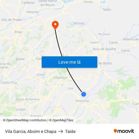 Vila Garcia, Aboim e Chapa to Taíde map