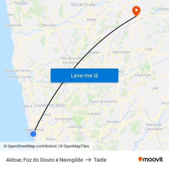 Aldoar, Foz do Douro e Nevogilde to Taíde map