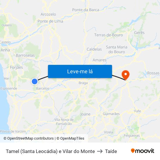 Tamel (Santa Leocádia) e Vilar do Monte to Taíde map