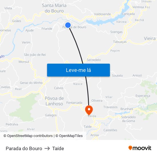 Parada do Bouro to Taíde map