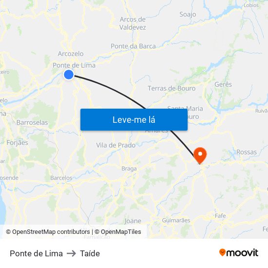Ponte de Lima to Taíde map