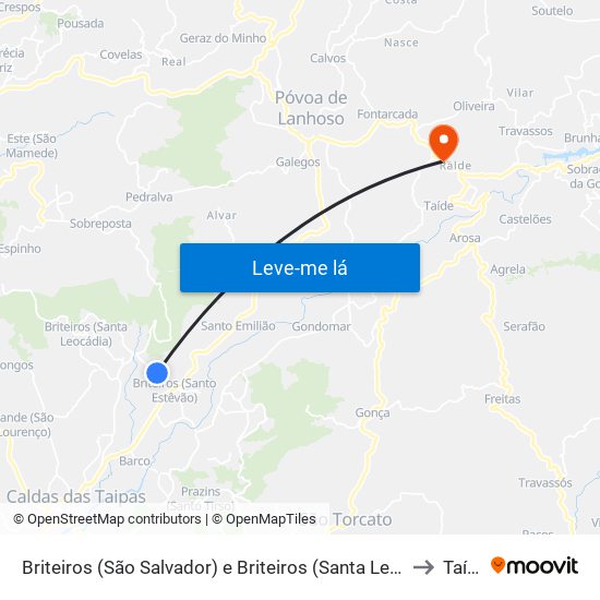 Briteiros (São Salvador) e Briteiros (Santa Leocádia) to Taíde map