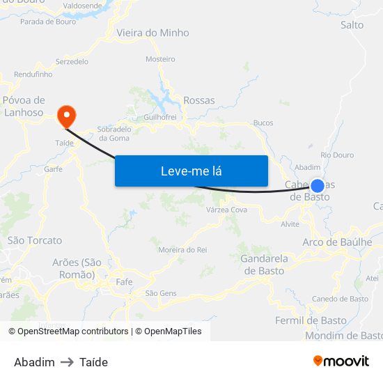 Abadim to Taíde map
