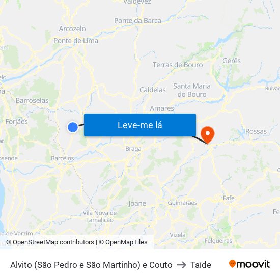 Alvito (São Pedro e São Martinho) e Couto to Taíde map