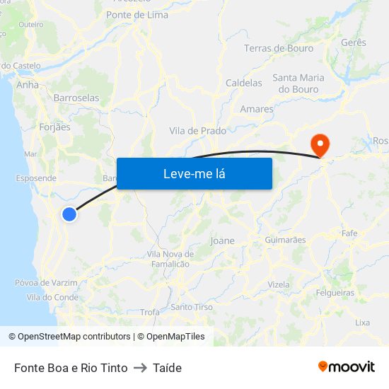 Fonte Boa e Rio Tinto to Taíde map