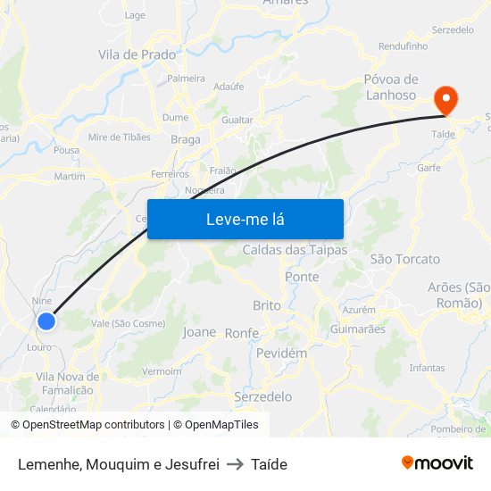 Lemenhe, Mouquim e Jesufrei to Taíde map