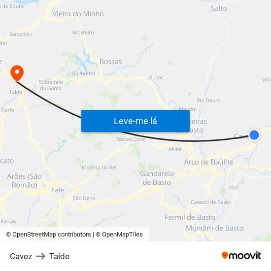 Cavez to Taíde map