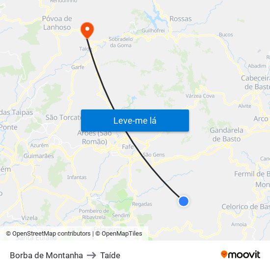 Borba de Montanha to Taíde map