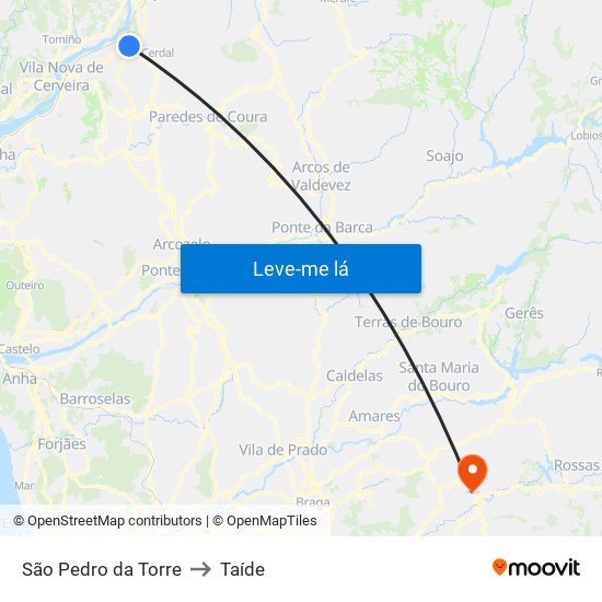 São Pedro da Torre to Taíde map