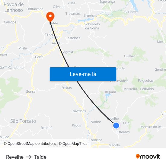 Revelhe to Taíde map