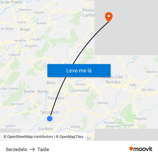 Serzedelo to Taíde map