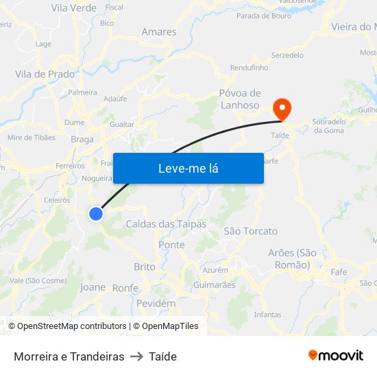 Morreira e Trandeiras to Taíde map