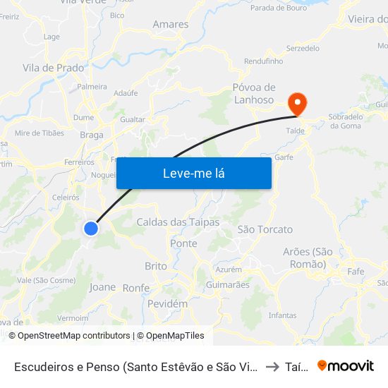 Escudeiros e Penso (Santo Estêvão e São Vicente) to Taíde map