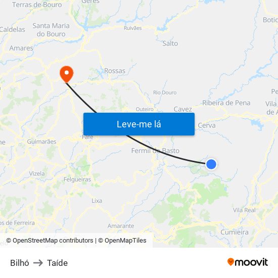 Bilhó to Taíde map