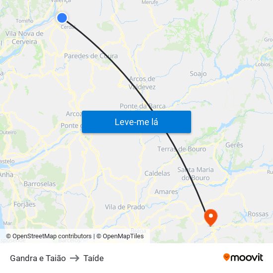 Gandra e Taião to Taíde map