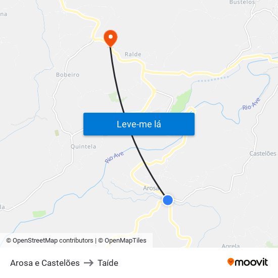 Arosa e Castelões to Taíde map