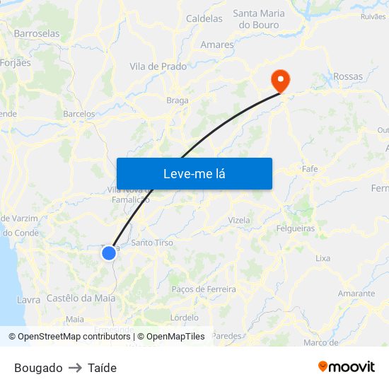 Bougado to Taíde map