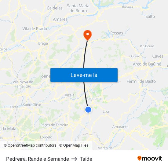 Pedreira, Rande e Sernande to Taíde map