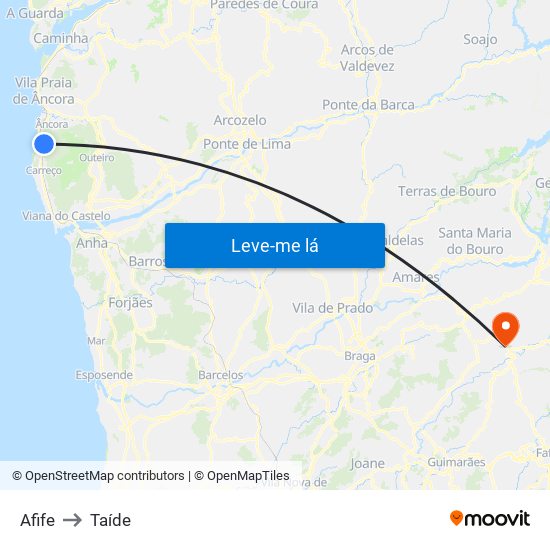 Afife to Taíde map