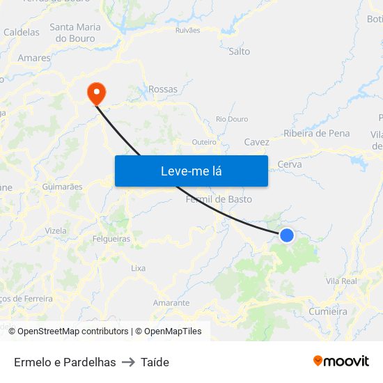 Ermelo e Pardelhas to Taíde map