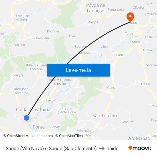 Sande (Vila Nova) e Sande (São Clemente) to Taíde map