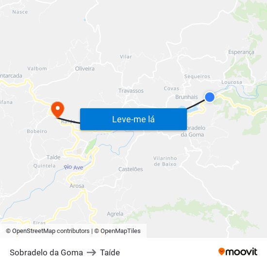 Sobradelo da Goma to Taíde map