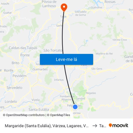 Margaride (Santa Eulália), Várzea, Lagares, Varziela e Moure to Taíde map