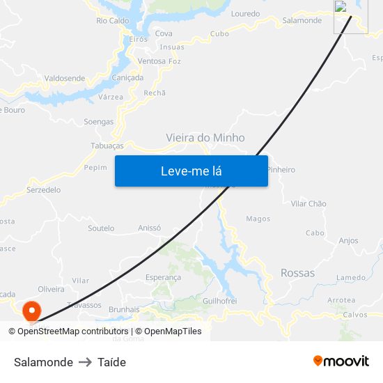 Salamonde to Taíde map
