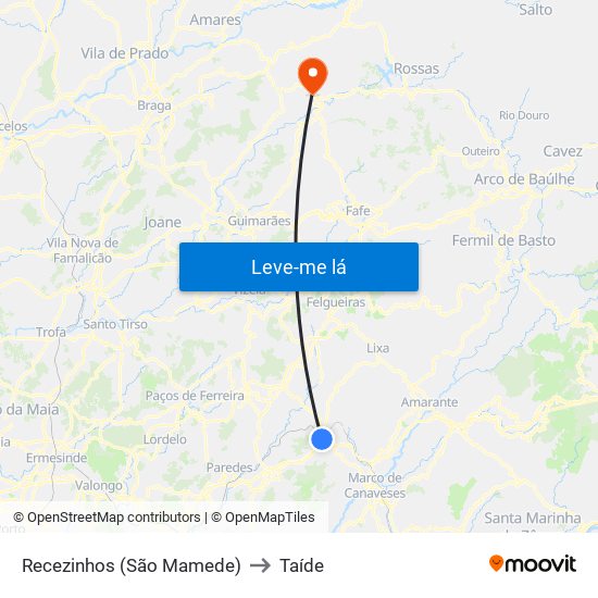 Recezinhos (São Mamede) to Taíde map