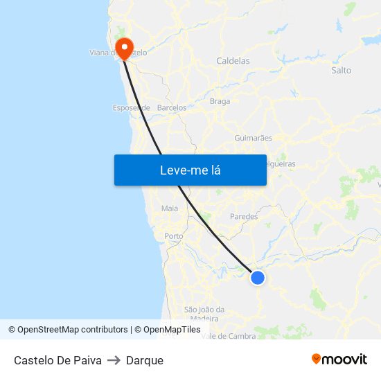 Castelo De Paiva to Darque map