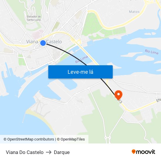 Viana Do Castelo to Darque map