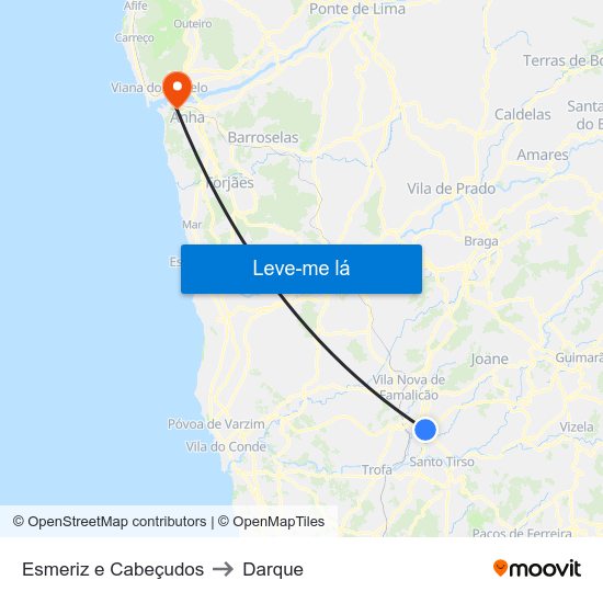 Esmeriz e Cabeçudos to Darque map