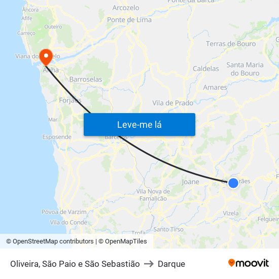 Oliveira, São Paio e São Sebastião to Darque map