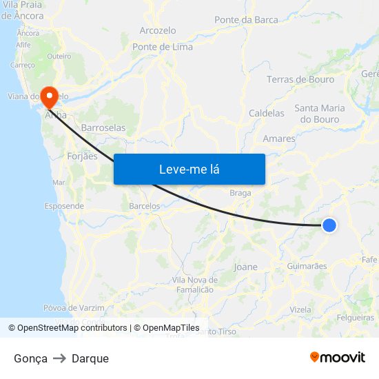 Gonça to Darque map
