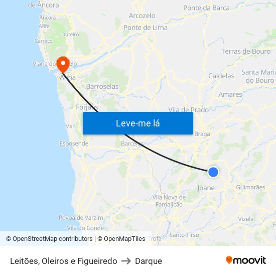 Leitões, Oleiros e Figueiredo to Darque map