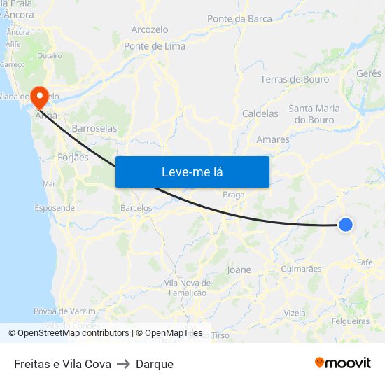 Freitas e Vila Cova to Darque map