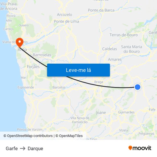 Garfe to Darque map