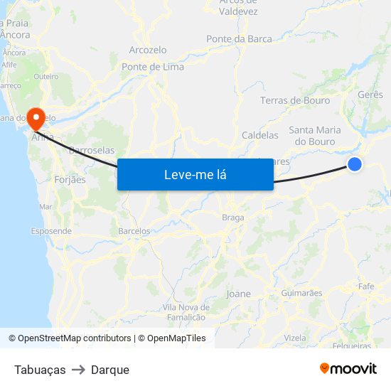 Tabuaças to Darque map