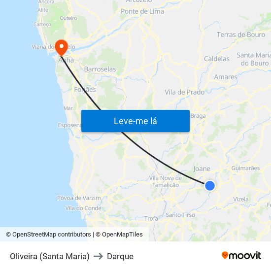 Oliveira (Santa Maria) to Darque map