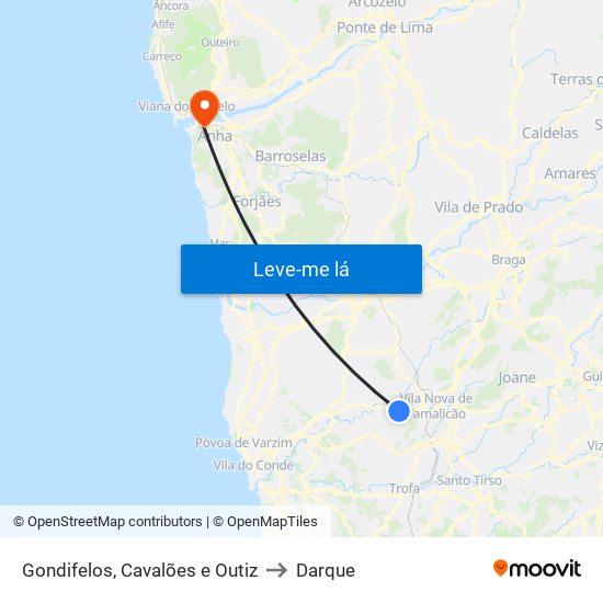 Gondifelos, Cavalões e Outiz to Darque map