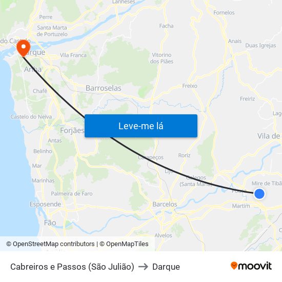 Cabreiros e Passos (São Julião) to Darque map