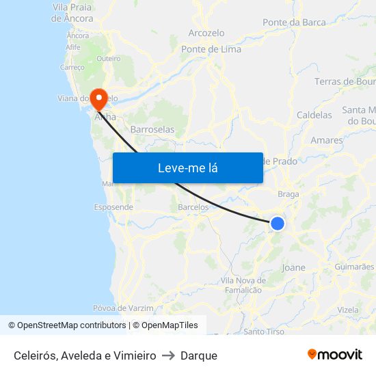 Celeirós, Aveleda e Vimieiro to Darque map