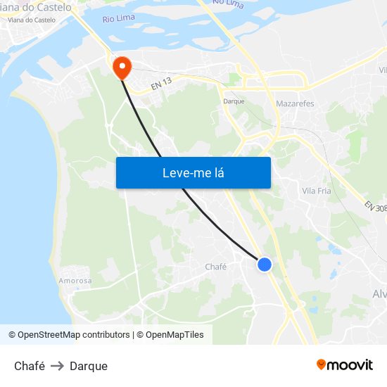 Chafé to Darque map